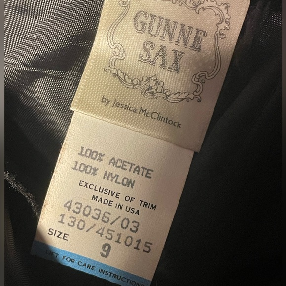 Vintage 1980s Gunne Sax Holiday Party Dress Black Satin Striped One Shoulder 9 - Picture 5 of 9